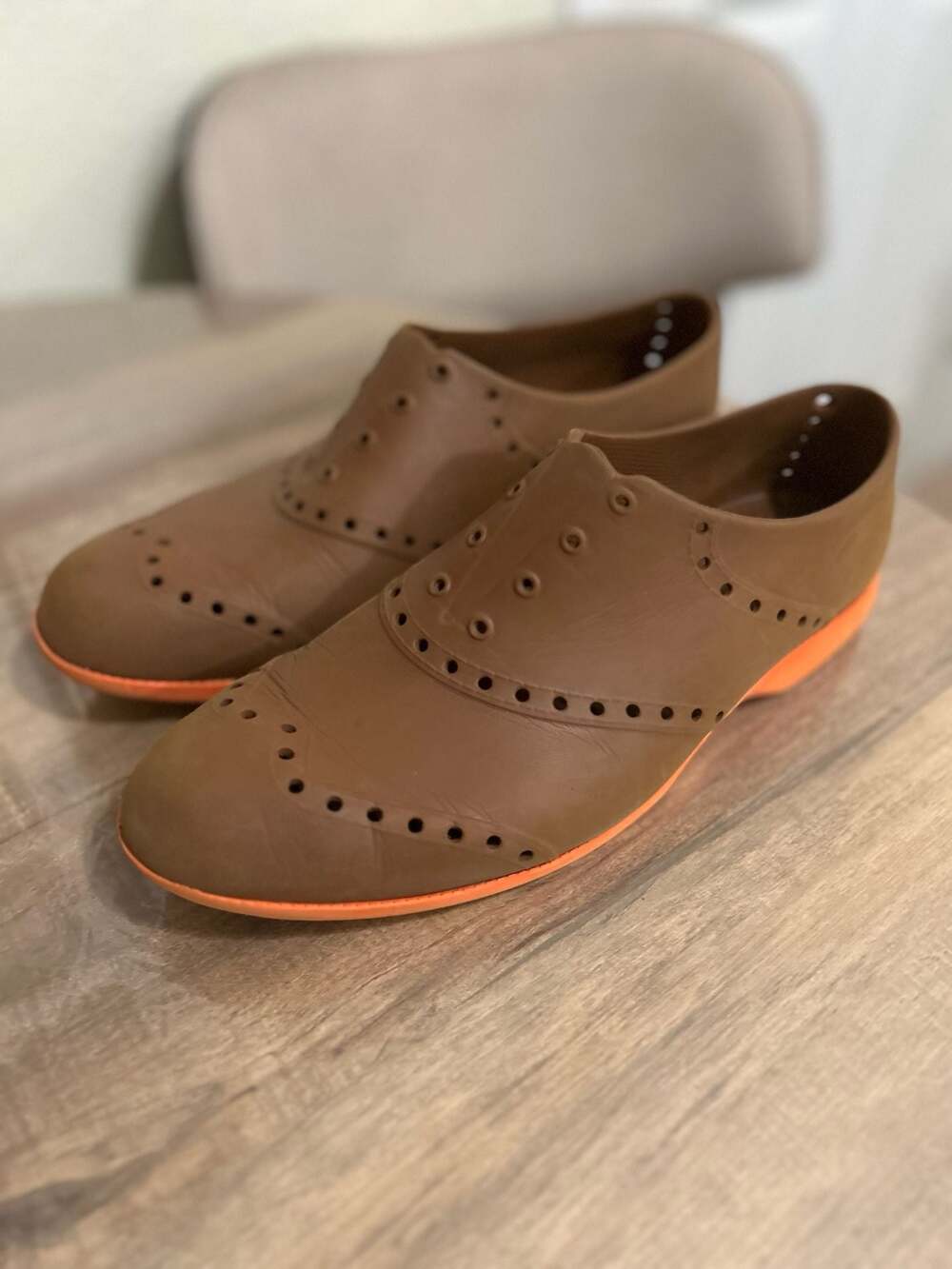 Biion Brights The Oxford Spikeless Golf Shoes Brown & Orange